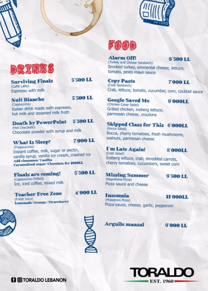 A special student menu.